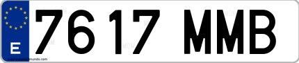 Ejemplo de matrícula española 7617 MMB