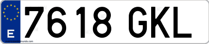 Ejemplo de matrícula de coche ordinaria 7618 GKL