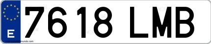 Ejemplo de matrícula de coche ordinaria 7618 LMB