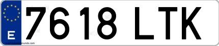 Ejemplo de matrícula española 7618 LTK