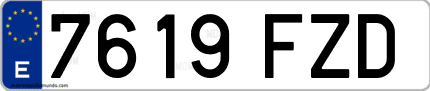 Ejemplo de matrícula de coche ordinaria 7619 FZD