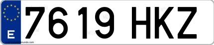 Ejemplo de matrícula española 7619 HKZ