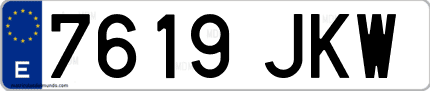 Ejemplo de matrícula de coche ordinaria 7619 JKW