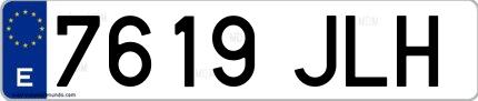 Ejemplo de matrícula española 7619 JLH