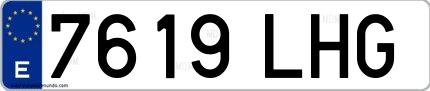Ejemplo de matrícula española 7619 LHG