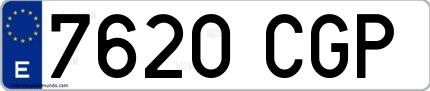 Ejemplo de matrícula española 7620 CGP