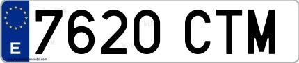 Ejemplo de matrícula española 7620 CTM