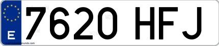 Ejemplo de matrícula española 7620 HFJ