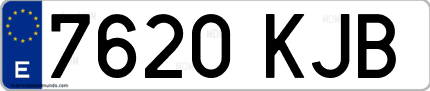 Ejemplo de matrícula de coche ordinaria 7620 KJB