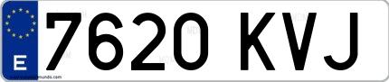 Ejemplo de matrícula española 7620 KVJ