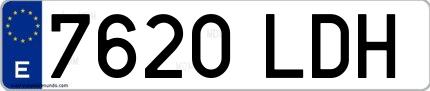 Ejemplo de matrícula española 7620 LDH