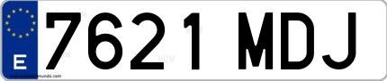 Ejemplo de matrícula española 7621 MDJ