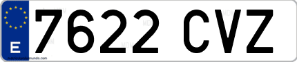 Ejemplo de matrícula de coche ordinaria 7622 CVZ