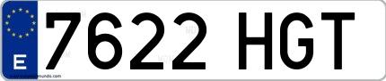 Ejemplo de matrícula española 7622 HGT