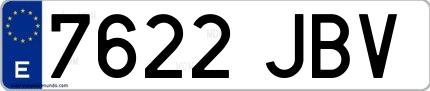 Ejemplo de matrícula española 7622 JBV