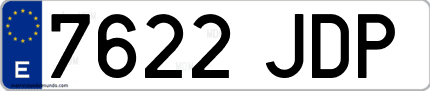Ejemplo de matrícula de coche ordinaria 7622 JDP