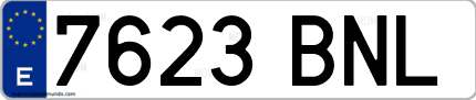 Ejemplo de matrícula de coche ordinaria 7623 BNL