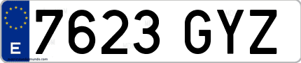 Ejemplo de matrícula de coche ordinaria 7623 GYZ