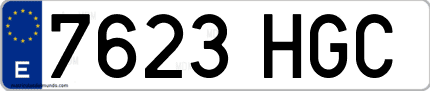 Ejemplo de matrícula de coche ordinaria 7623 HGC