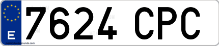 Ejemplo de matrícula de coche ordinaria 7624 CPC