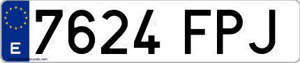 Ejemplo de matrícula de coche ordinaria 7624 FPJ