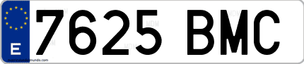 Ejemplo de matrícula de coche ordinaria 7625 BMC