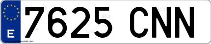 Ejemplo de matrícula española 7625 CNN