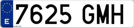 Ejemplo de matrícula española 7625 GMH