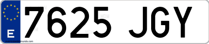 Ejemplo de matrícula de coche ordinaria 7625 JGY