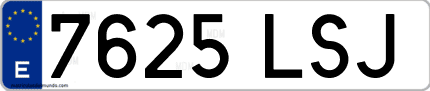 Ejemplo de matrícula de coche ordinaria 7625 LSJ