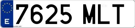 Ejemplo de matrícula española 7625 MLT