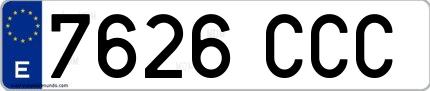 Ejemplo de matrícula española 7626 CCC