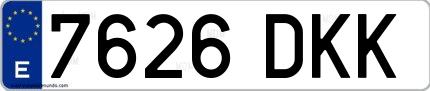 Ejemplo de matrícula española 7626 DKK