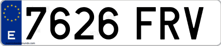 Ejemplo de matrícula de coche ordinaria 7626 FRV