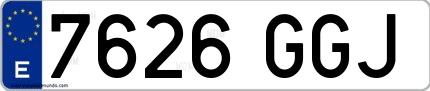 Ejemplo de matrícula española 7626 GGJ