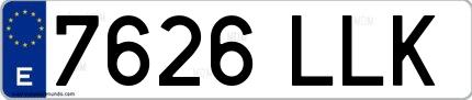 Ejemplo de matrícula española 7626 LLK