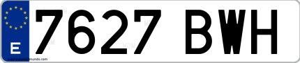 Ejemplo de matrícula española 7627 BWH