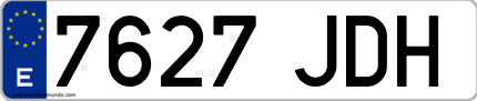 Ejemplo de matrícula de coche ordinaria 7627 JDH