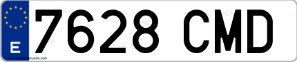 Ejemplo de matrícula de coche ordinaria 7628 CMD