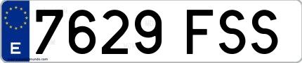Ejemplo de matrícula española 7629 FSS