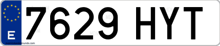 Ejemplo de matrícula de coche ordinaria 7629 HYT
