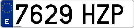 Ejemplo de matrícula de coche ordinaria 7629 HZP