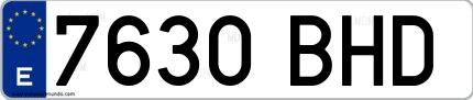 Ejemplo de matrícula española 7630 BHD
