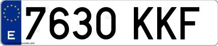 Ejemplo de matrícula española 7630 KKF