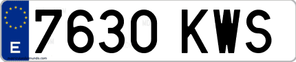 Ejemplo de matrícula de coche ordinaria 7630 KWS