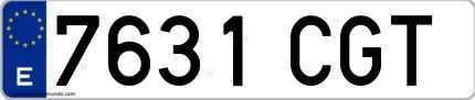 Ejemplo de matrícula española 7631 CGT