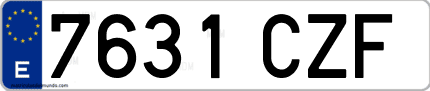 Ejemplo de matrícula de coche ordinaria 7631 CZF