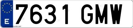 Ejemplo de matrícula española 7631 GMW