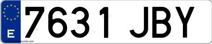 Ejemplo de matrícula de coche ordinaria 7631 JBY