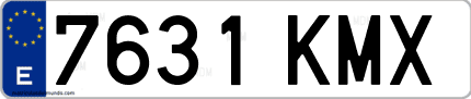 Ejemplo de matrícula de coche ordinaria 7631 KMX
